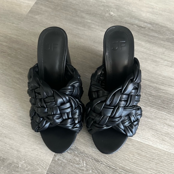 JustFab Blair Block Heel Braided Sandals, 5.5-6 DV Mules - Picture 2 of 4